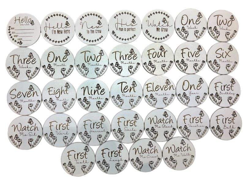 32 Milestone Cards Butterfly Floral Theme For Baby Gift Baby Shower Decor