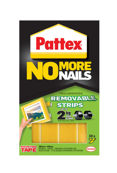 Pattex No More Nails Removable Mounting Adhesive Strips 2kg - 10 Strips