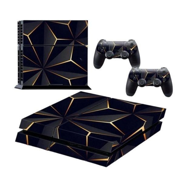 4pcs/Set Black And Gold Pattern Ps4 Game Console Skin Sticker