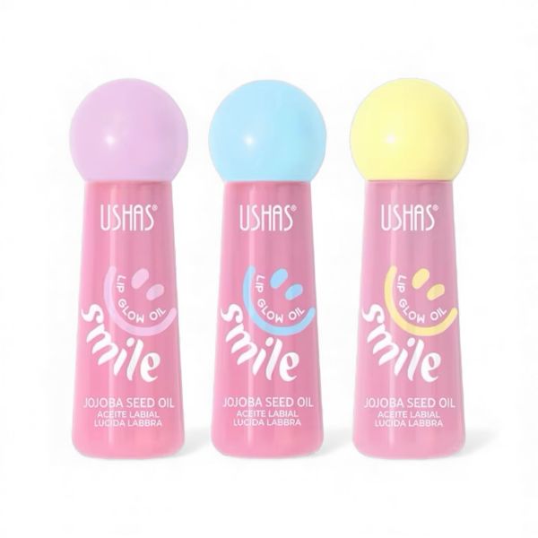 Set of 3 - Ushas Smile Lip Glow Oil Gloss Jojoba Seed Oil Plumping Colour