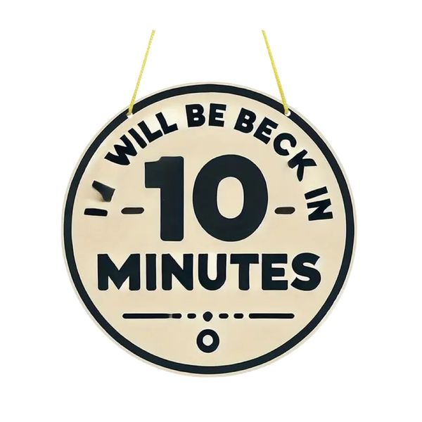 Stationery 2D Flat I Will Be Back Vintage Round Rustic Wooden Sign -20cm