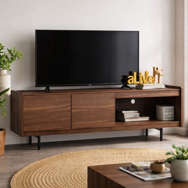 Bragg Denver 1.8m TV Stand, Walnut &amp; Black