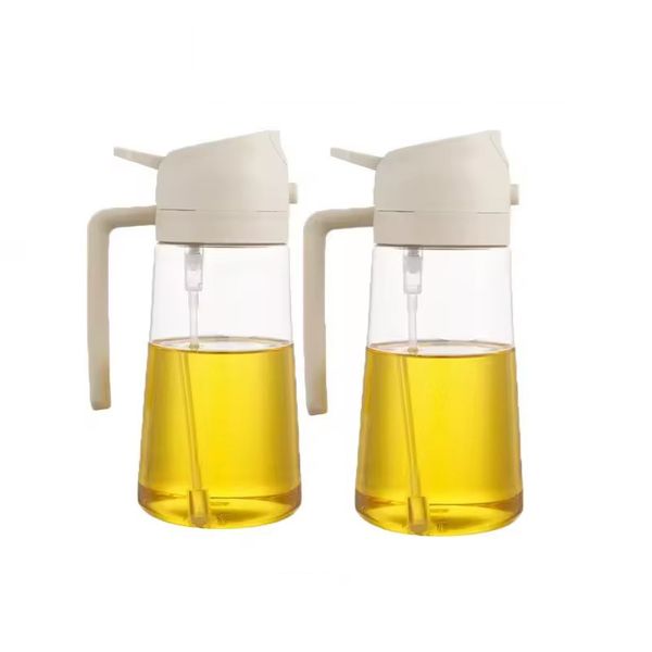2 Piece 600ML Glass Oil &amp; Vinegar Spray Bottle Kitchen Cooking