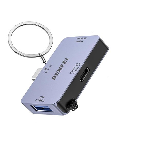 BENFEI USB-C 3-IN-1 Mini Hub W/ HDMI 4K+USB3.2 10Gbps+USBC PD100W - Grey