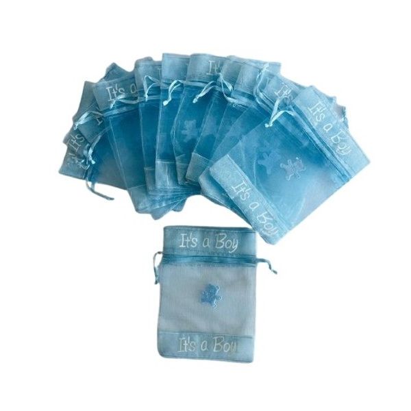 Baby Shower Sheer Organza Gift Favour Bags (Set of 12)