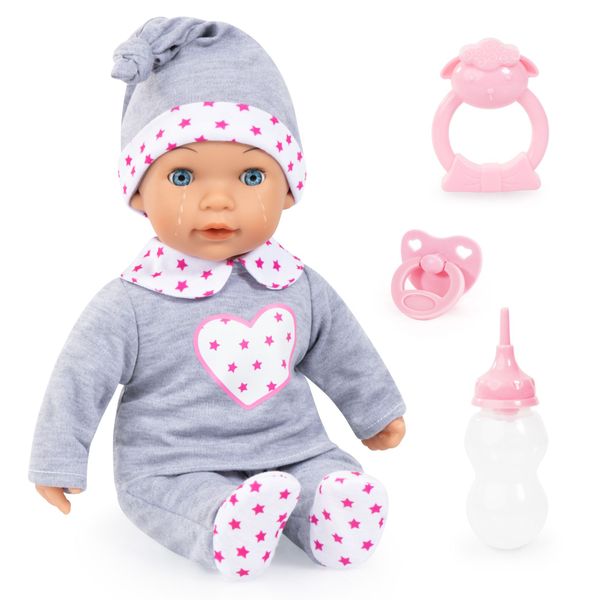 Bayer Tears Baby Doll - Heart - Grey with Accessories - 38cm Tall