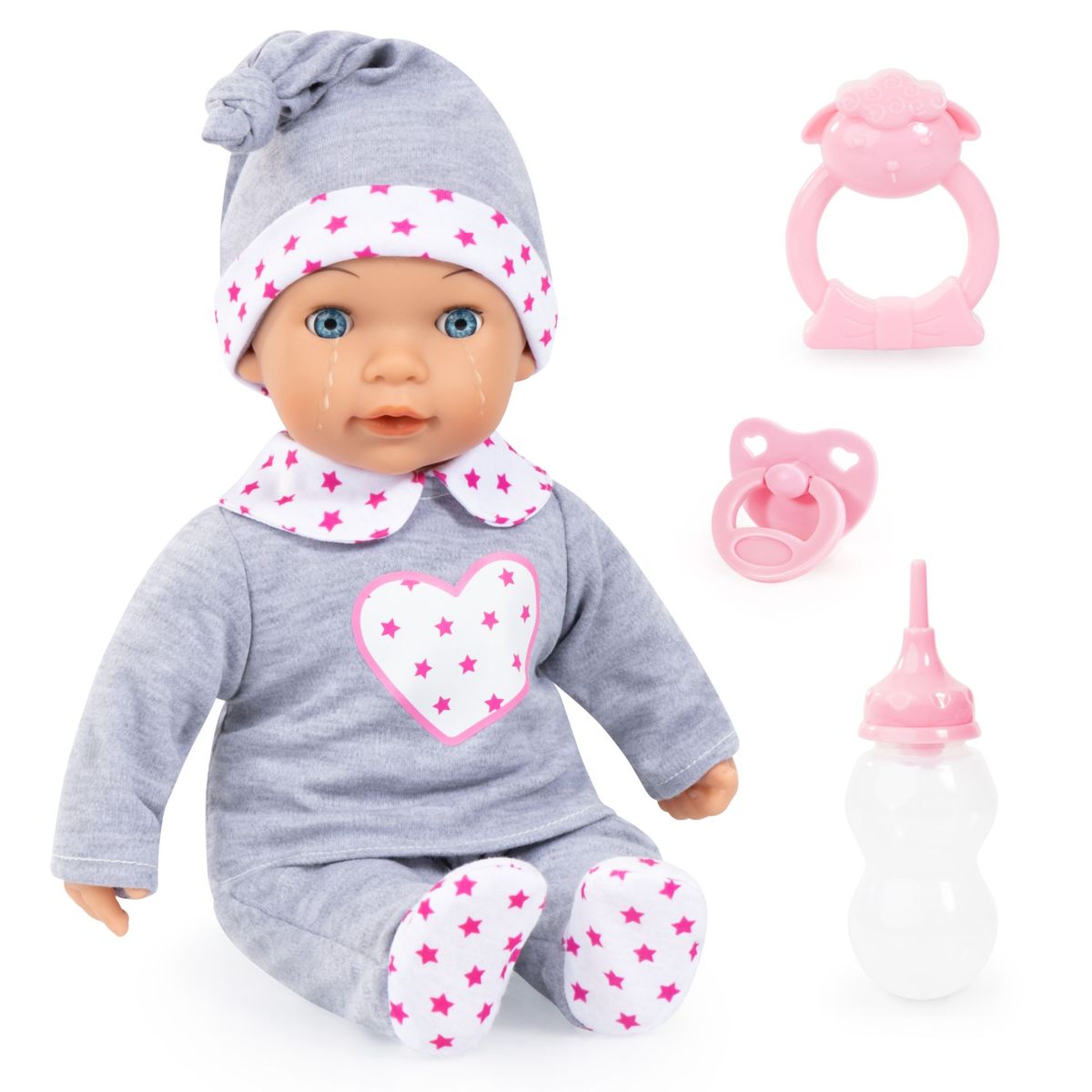 Bayer Tears Baby Doll - Heart - Grey with Accessories - 38cm Tall ...