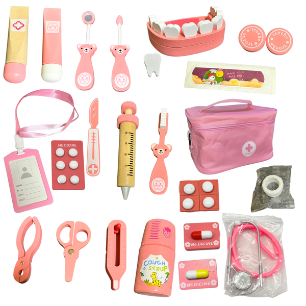 Bestby - Kids Wooden Dentist Play Set - Pretend Doctor Toy Kit
