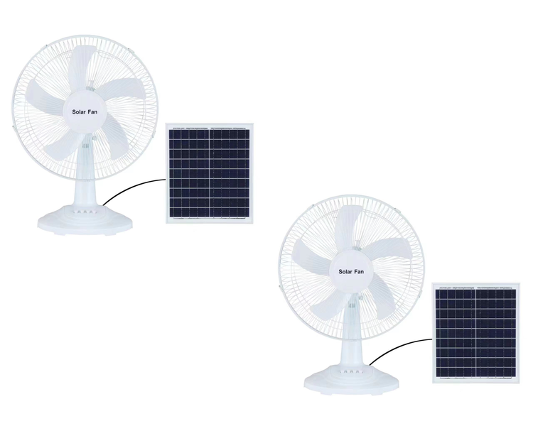 Solar DC 16 Inch Desk Recheargable Fan 12000Mah Pack Of 2 With Panel