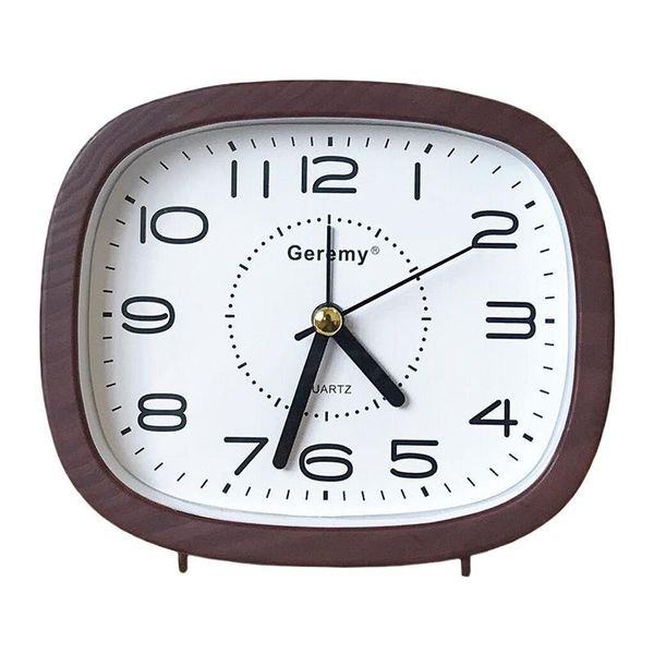 Minimalist Desk Clock with Dark Brown Wood Grain