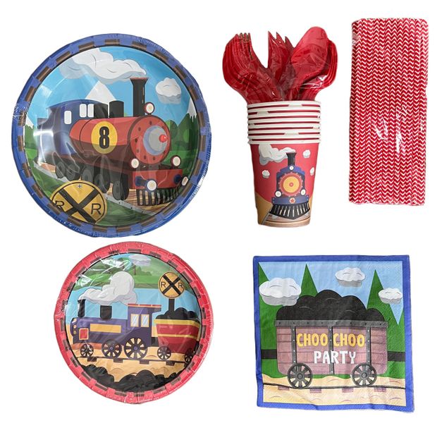 Party Paper Tableware / Cutlery Set - Train Theme