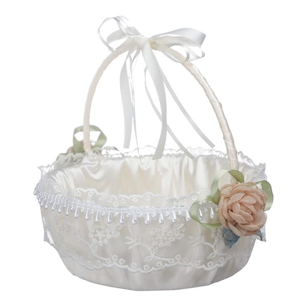 Wedding Flower Girl Basket with Handle Lace Flower Basket Flower Baske