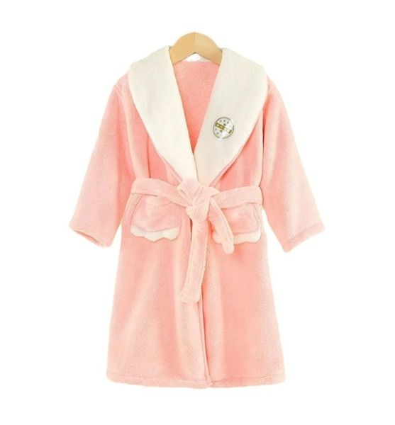 Long Warm Kids Bathrobe Winter Thick Flannel Thermal Bathrobe