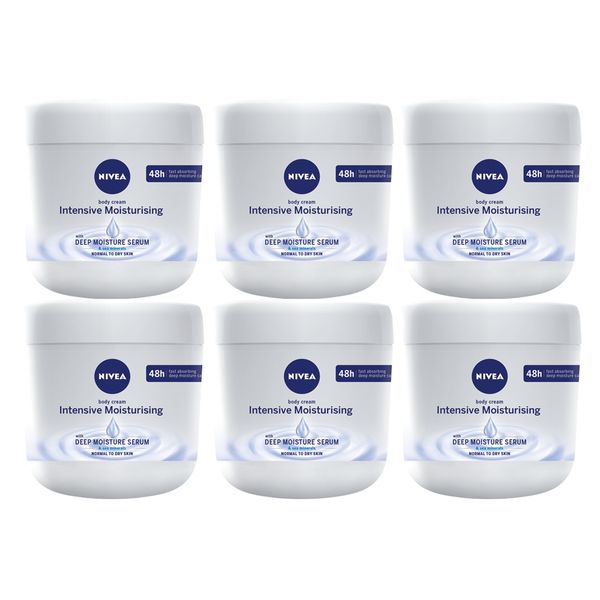 NIVEA Intensive Moisturising Body Cream with Deep Moisture Serum, 6x400ml