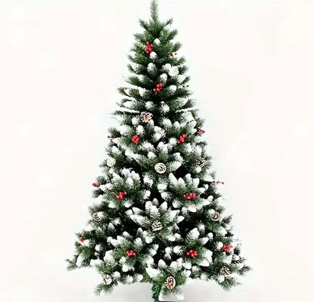 Enchanted Evergreen Christmas tree with red berries and pinecones