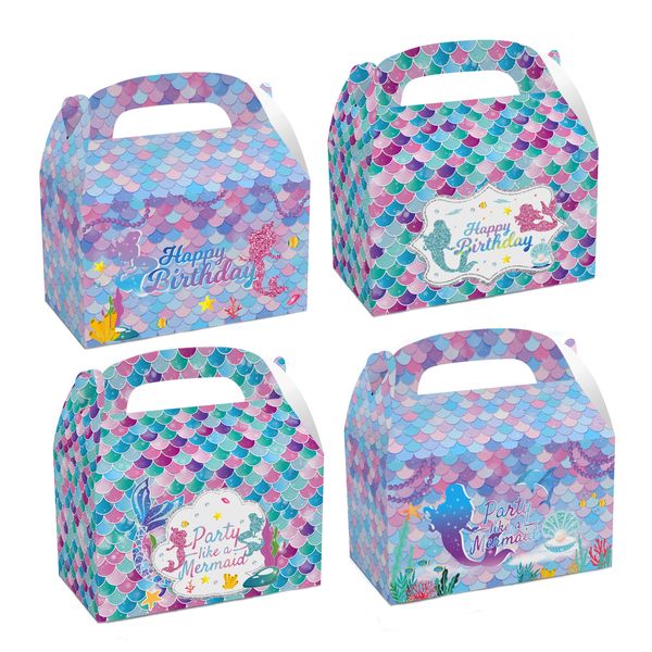 Party Favor Boxes - Party like a Mermaid Theme - 12 Boxes