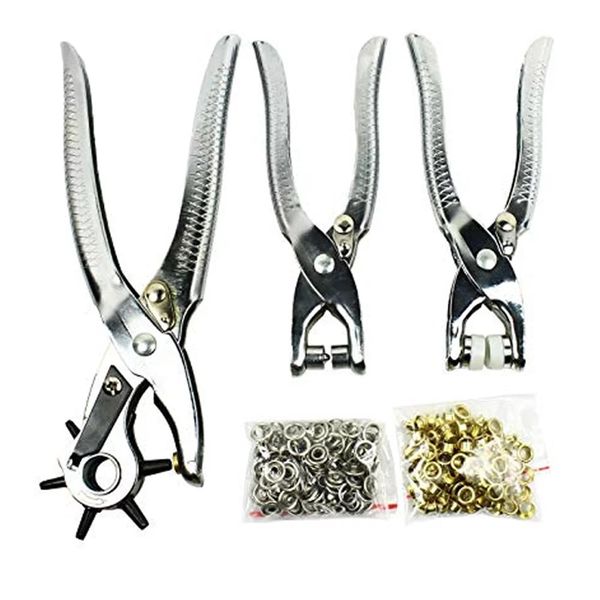 3 Pieces Leather Hole Punch &amp; Grommet Setting Tool Kit JF-013