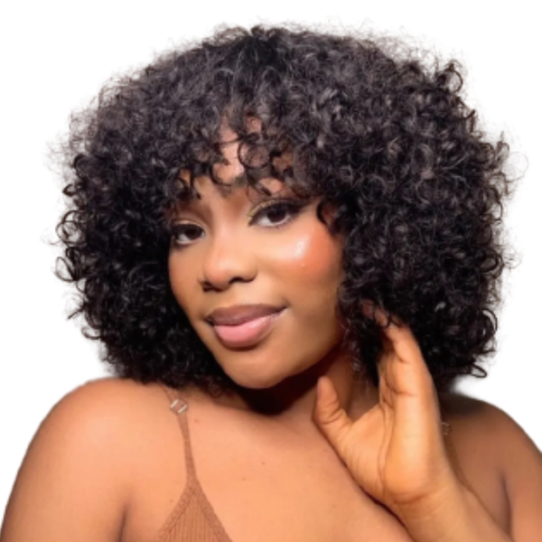 Brazilian Hair Curly Fringe Wig.