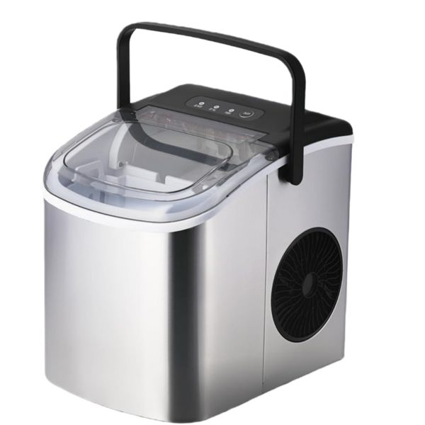 Portable Ice Maker -9 Ice Cubes Ready in 6 Mins,12kgs Ice in 24Hrs,Silver