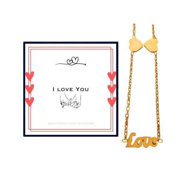 Love Script Heart Necklace Gift Set with Card