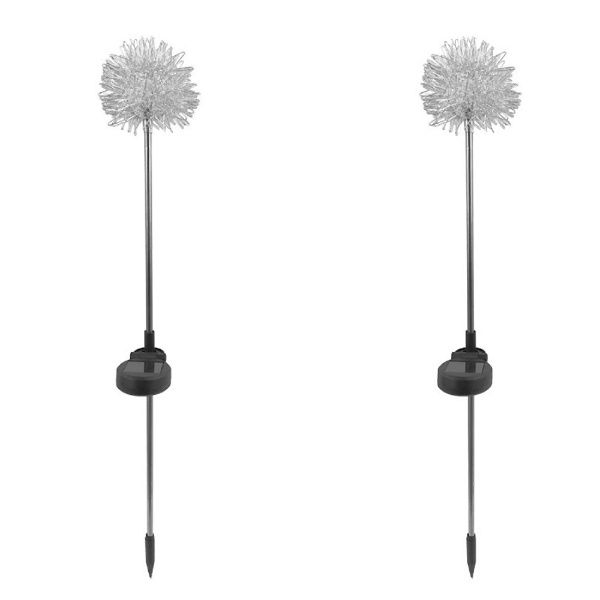 Solar Powered Aluminum Dandelion Light Warm White 2 Pieces