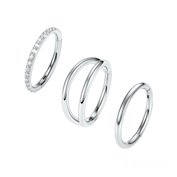 Elegant Silver Surgical Steel Piercing Jewelry Set