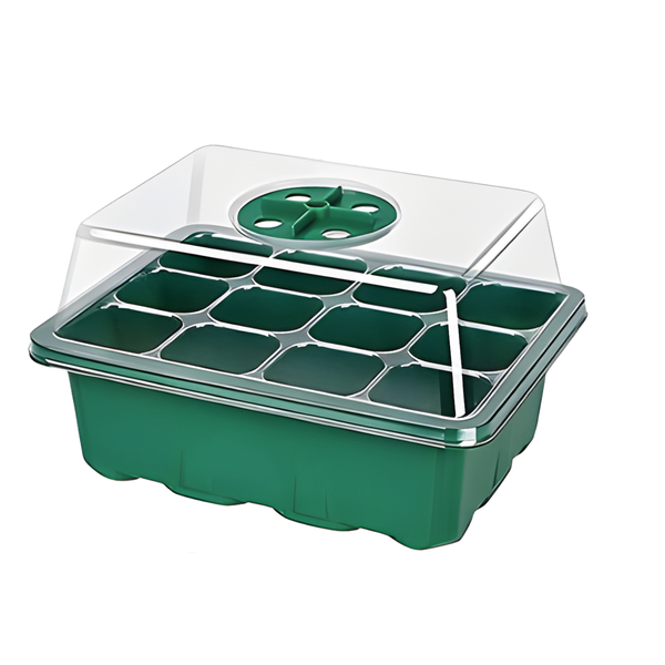 12-Cell Seed Starting Tray with Lid and Base - 10 Pack