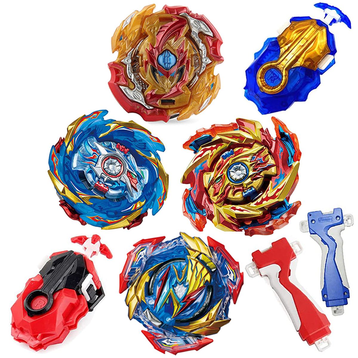 8 Pieces Battle Bey Top Gyro Spinning Toy Set with Beys & Launchers ...