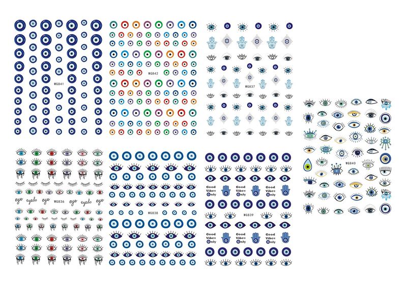 7 Sheets Self-Adhesive Evil Eye Nail Art Stickers Set