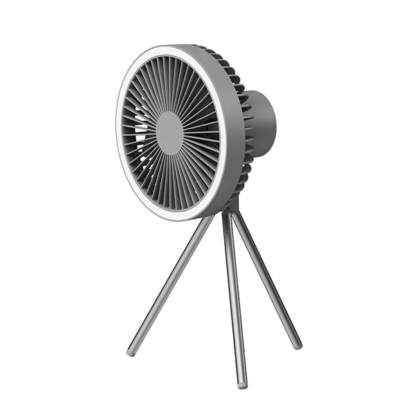 Rechargeable Portable Fan with LED Light on Metal Tripod
