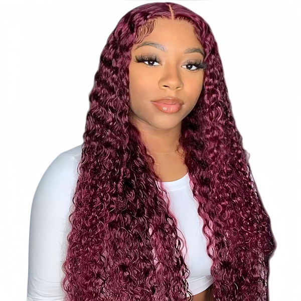 Luvée 99J Burgundy 24-inch Water Wave Texture Wig Lace Front