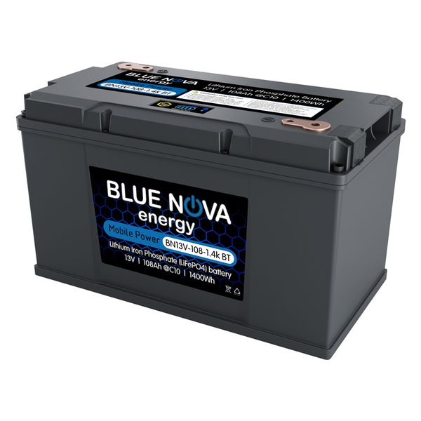 Blue Nova Lithium Iron Phosphate 13V Battery 108Ah Bluetooth