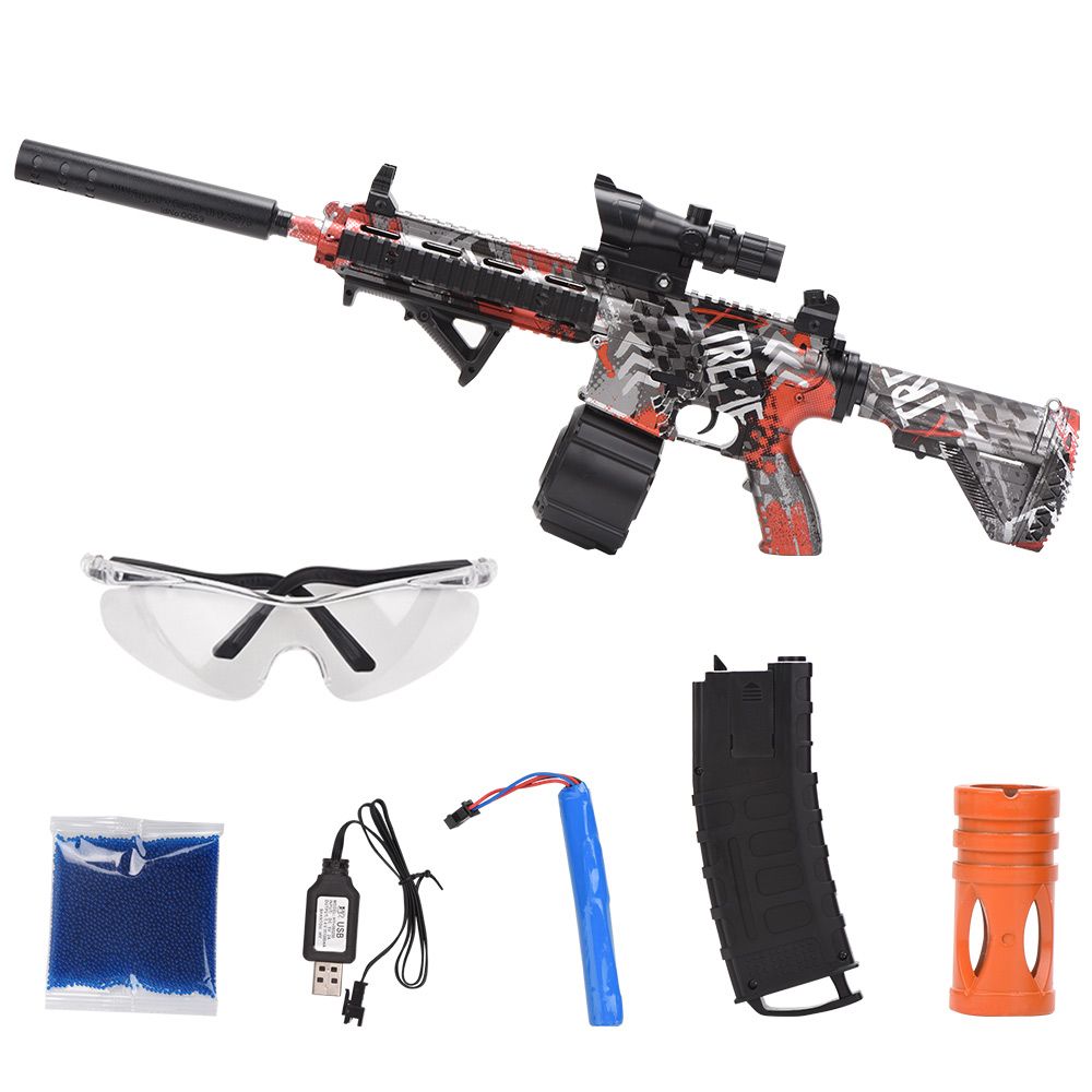 Gel Ball Blaster M416, 10,000 Gel Balls, Rechargeable Battery, Goggles