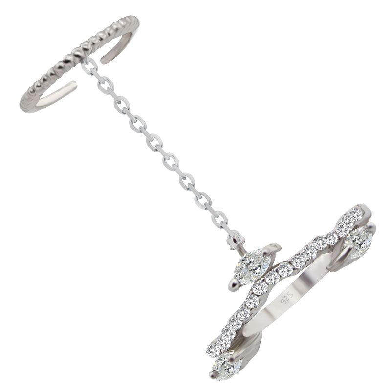 925 Sterling Silver Double Rings with Chain Shop Today. Get it
