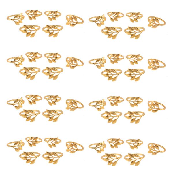48Pcs/Lot Hotel Napkin Ring Fall Leaves Gold Napkin Circle
