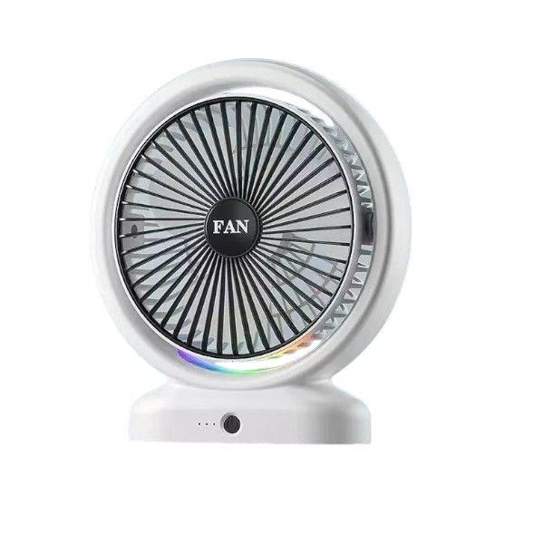 Desktop Fan Rechargeable, Mini Table Fan with Colorful Lights