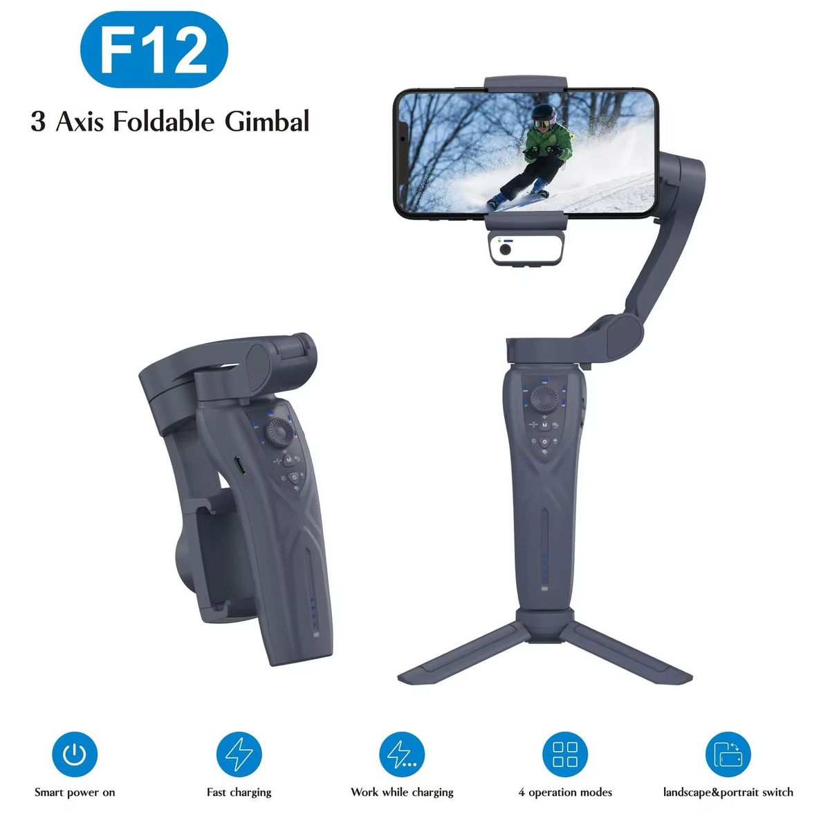 Foldable Handheld 3 Axis Gimbal Stabilizer for Smart Phones