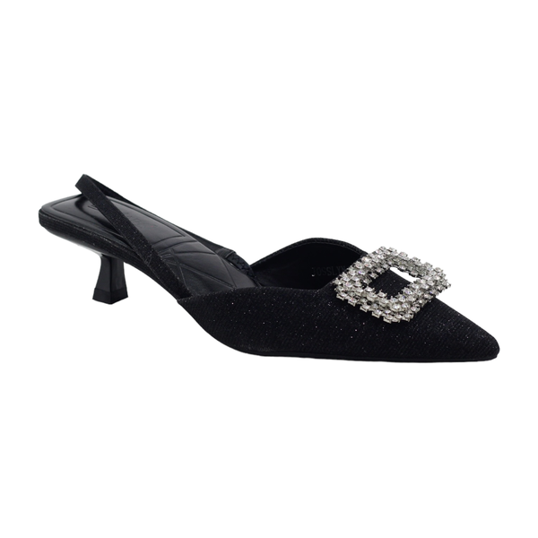 Lamara Paris Josslyn Glitter 4cm Mid Heel with Rect Trim Champagne