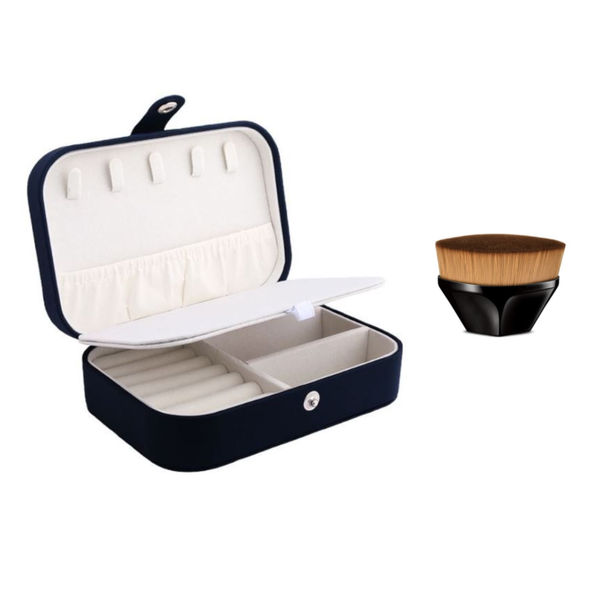 Portable Multi-Compartment Jewellery Box with Beauty Blender Brush