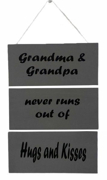 Wooden Wall Hanging - 3 Tier - Grey and Black