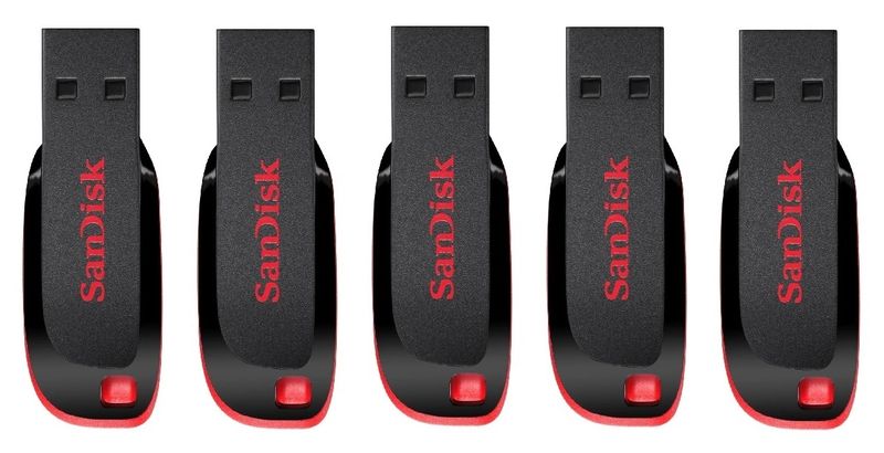 Sandisk 64GB USB - Cruzer Blade - Set of 5 - SBR Bundle