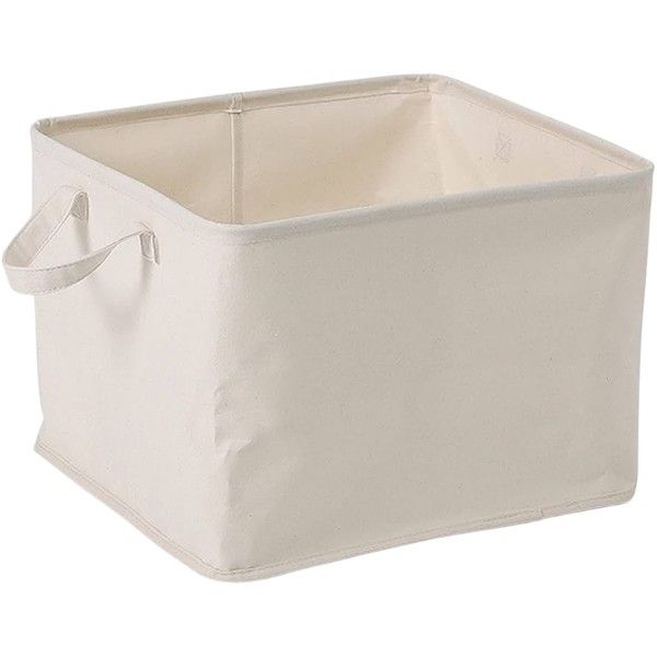 1 Piece - Medium Foldable Fabric Storage Bag Bin - Beige
