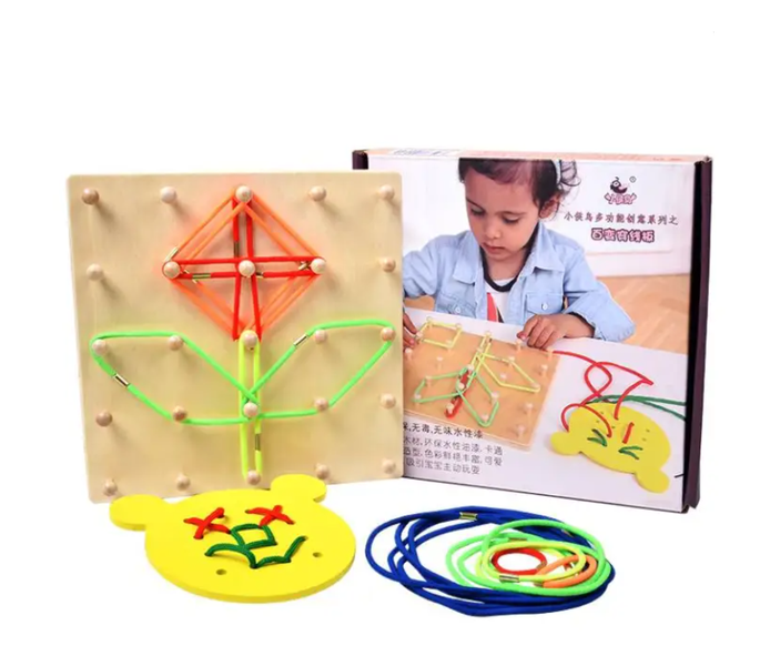 Wooden Elastic Board | Activity Toy| Montessori Game