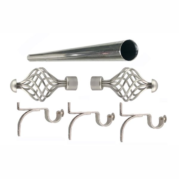 Matoc 25mm Curtain Single Pole Set - Swirl Finials - Black