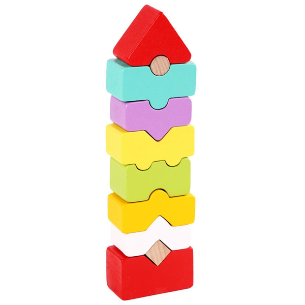 Kids Rainbow Building Blocks Tower - Wooden Toys