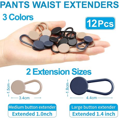 Pants Waist Button Extender: 12Pcs Button Extenders For Jeans - Women Men  Pants Waist Extenders - Pants Waist Extension 1/1.4 Inches - 3 Colors Pant  Waistband Expander