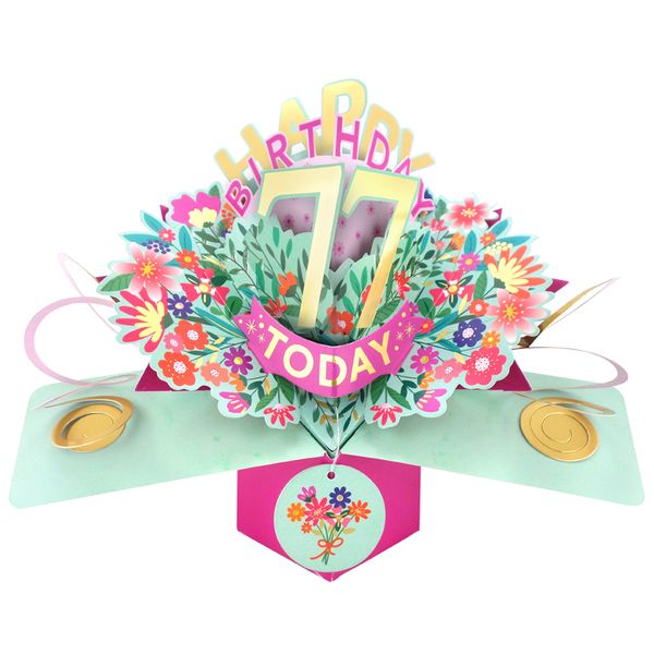 Happy 77th Birthday 3D Pop Up Card - Female