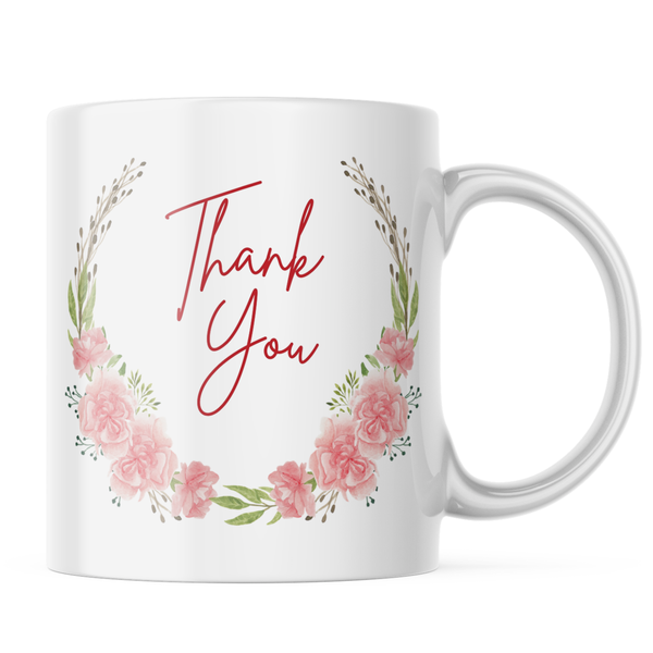 Ceramic Thank You Flower Mug - White - 11-Ounces