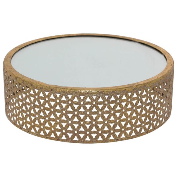 BCH Round metal Gold bowl/cake stand mirror top 35cm
