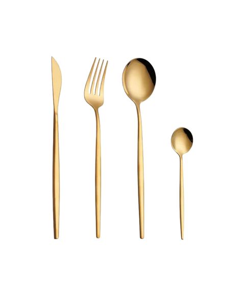 Moon Design Stainless Steel Cutlery Gold Plated - (Set of 4)